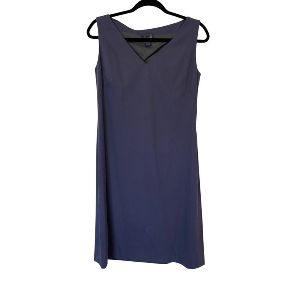 Lafayette 148 New York Sleeveless V-Neck Midi Dress in Deep Blue